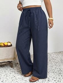 SHEIN Frenchy Plus Size Pants - Blue - View 3