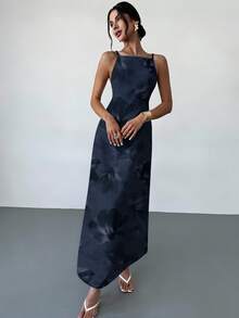 Firerie Floral Print Backless Cami Dress - Navy Blue - View 10