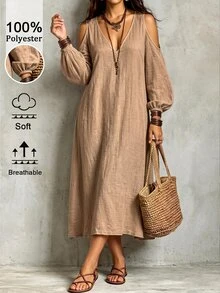 Linhara CURVE Robes grandes tailles - Kaki - Voir 4