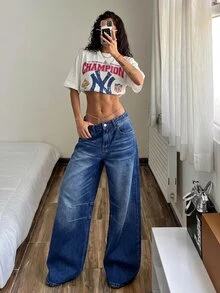 StreetHx Celana Jeans Wanita Warna Biru Muda untuk Acara Musim Gugur - Biru - View 6