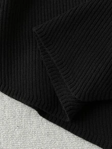 GlowEve CURVE Plus Contrast Trim Tie Front Sweater Autumn Graduation Date Night Black And White Casual Elegant - Black - View 7