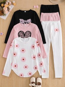 SHEIN 女童（大）T卹套裝 - 彩色 - 查看 4