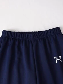 SHEIN Sparklyn 青少年女孩連帽衫與運動衫套裝 - 藍白色 - 查看 7