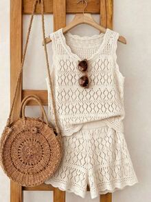 SHEIN Franclia Women Sweater Co-Ords - Apricot - View 1