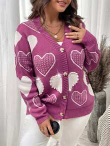 Elenzga Cárdigans de talla grande - Rojo violeta - Ver 3