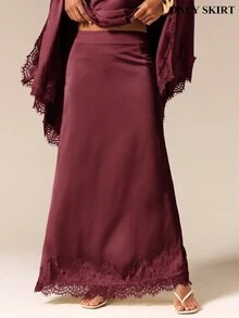 COSMINA Women Skirts Dinner Party Burgundy Summer Elegant - Red Violet - View 1