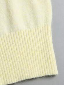Flirla Solid Half Button Front Wide Hem Sweater - Yellow - View 5