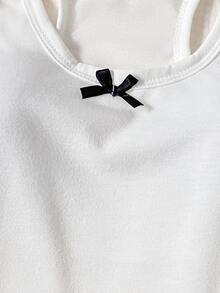 Regata com Laço na Frente e Costas Nadador & Shorts para Menina Pré-Adolescente - Branco - Visão 4