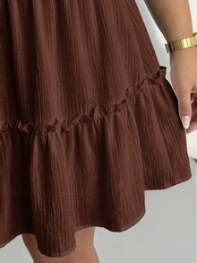 SHEIN Essnce Plus Size Skirts Fall - Brown - View 6
