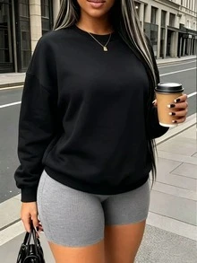 Rovax Rhinestone Detail Drop Shoulder Sweatshirt - Black - View 3