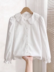 SHEIN Tween Girls Blouses - White - View 6
