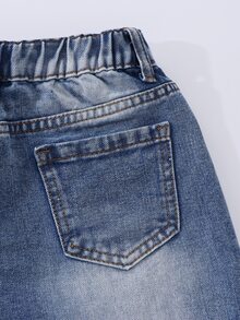 SHEIN Tween Girl Bow Front Ripped Wide Leg Jeans - Dark Wash - View 6