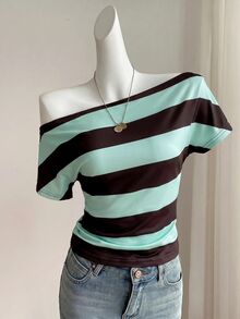 SHEIN EZwear 女士T恤 - 綠色 - 查看 2