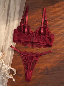 Divavoom Plus Size Bra And Panty Sets - Burgundy - View 3