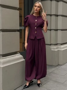 Aloruh Women Suit Sets,New Fall Styles - Purple - View 3