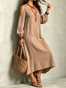 Linhara CURVE Robes grandes tailles - Kaki - Voir 5