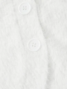 Sweetness Bow Embroidery Button Front Fluffy Knit Top - White - View 4