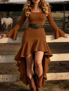 LanaWest CURVE Plus Size Dresses - Mocha Brown - View 6