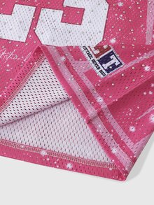 ROMWE MEN Street Life Camiseta para hombre con gráfico de letras, bloques de color y detalle de strass - Rosa - Ver 6