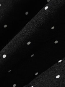 DAZY Polka Dot Ruffle Trim Wrap Knot Side Skirt - Black - View 7