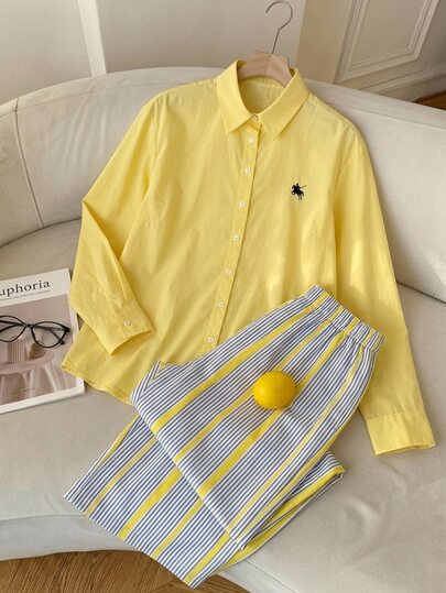 Comfortcana Striped Print Shirt & Pants