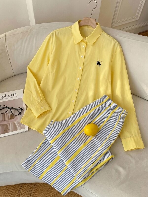 Comfortcana Striped Print Shirt & Pants