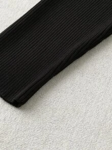 GlowEve CURVE Plus Contrast Trim Tie Front Sweater Autumn Graduation Date Night Black And White Casual Elegant - Black - View 5