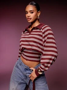 Denimoi Atasan Wanita - Burgundy - View 3