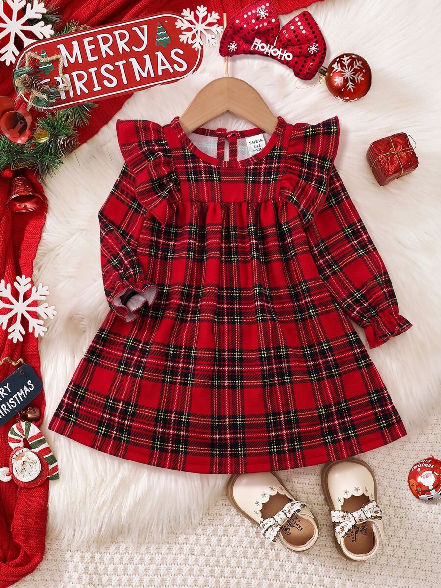 SHEIN Baby Girls Dresses - Red - View 1