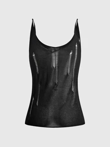 ACID BLVD Chain & Star Pattern Cami Knit Top - White - View 2