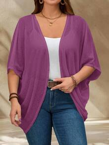 Rosumi Plus Size Coats - Red Violet - View 4