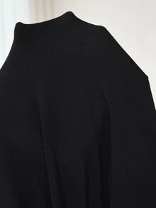Plussiva Plus Solid Adjustable Waist Wide Leg Pants  Fall/Winter Casual Everyday - Black - View 7