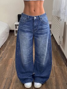 StreetHx Celana Jeans Wanita Warna Biru Muda untuk Acara Musim Gugur - Biru - View 2