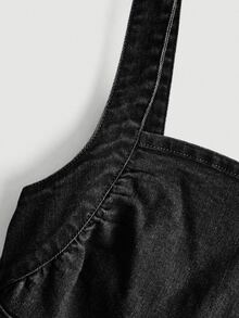 SHEIN MOD 大尺碼抓皺牛仔洋裝 - 黑色 - 查看 5