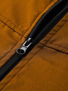 Manfinity Homme Men Zip Up Stand Collar Jacket - Brown - View 9