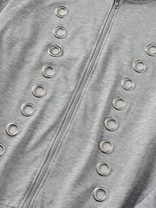 ROMWE MEN Men Zip-Up Hoodies - Grey - View 5