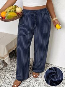 SHEIN Frenchy Plus Size Pants - Blue - View 1