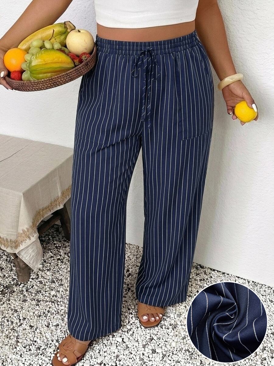 SHEIN Frenchy Plus Size Pants - Blue - View 1