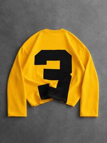 PAVTROS Camiseta de hombre con gráfico de letras y hombros caídos - Amarillo - Ver 4