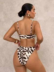 Glamine SHEIN Glamour Women Bikini Sets Party Pink Leopard Print Tropical - Multicolor - View 2