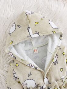 Cozy Pixies Baby Boy Cartoon Graphic Hooded Belted Fuzzy Robe - Multicolor - View 3