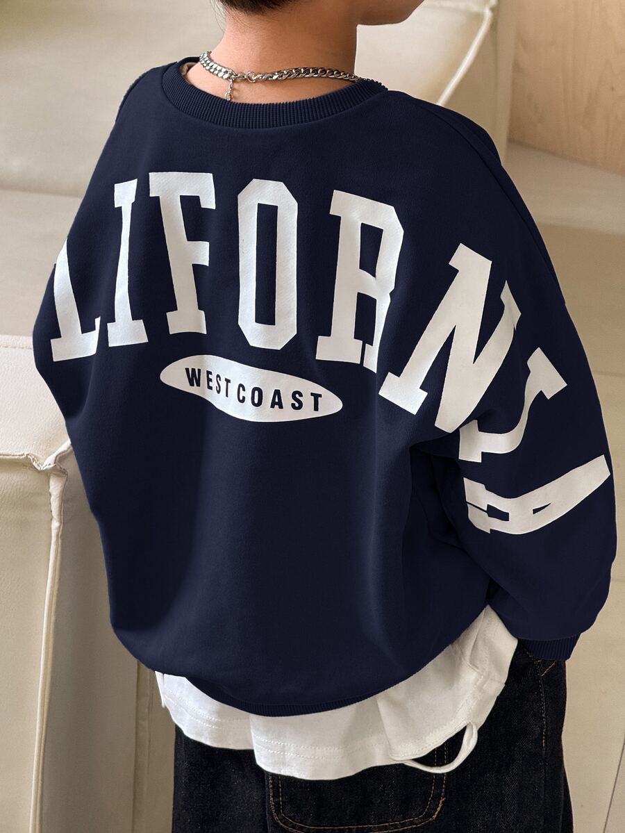 SHEIN Little Byeori 男童(大)衛衣 - 藏蓝色 - 查看 1
