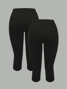 SHEIN Girlism Teen Girls Leggings Pcs - Black - View 2