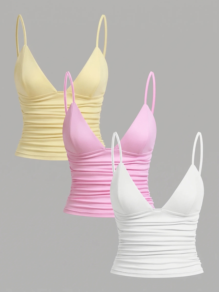 SHEIN EZwear 3PCS Women Tank Tops & Camis - Multicolor - View 1
