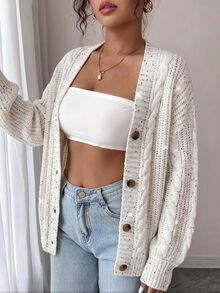 SHEIN Raffinéa Women Cardigans - Beige - View 3