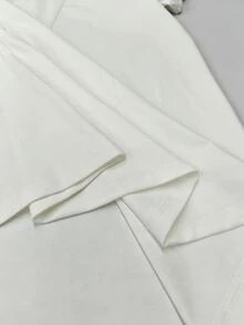 Cévolie Gaun Kerah Peter Pan Lengan Mengembang Warna Putih Gading untuk Makan Siang Musim Panas Gaya Prancis Elegan - Putih - View 4