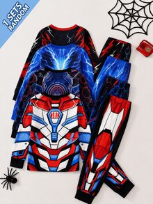 SHEIN 小男孩卡通圖案連身裝附披風 - 彩色 - 查看 6