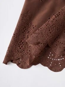 Travachic Tassel Decor Tie Shoulder Cover Up Dress - Brown - View 4