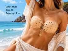SHEIN Heart Shaped Air Holes Pull String Sticky Bra, Invisible Push Up Seamless Self-Adhesive Lace Up Bra For Women Deep V Backless Dress Summer Party - Multicolor - View 8