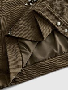 ROMWE MEN Street Life Men Solid Cord Duffle Jacket - Khaki - View 6